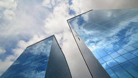 Glass High-Rise Buildings and Cloudy Sky