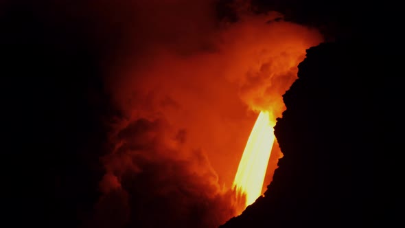 Lava from the Kilauea volcano flows into the ocean