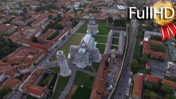 Aerial Video of the Leaning Tower and Cathedral
