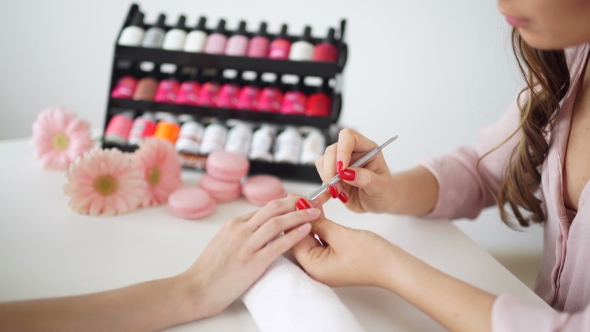 Manicure Process In Beauty Salon, 