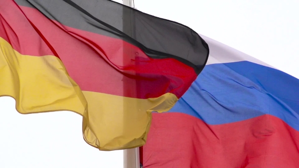 The Flags Of Russia And Germany. 