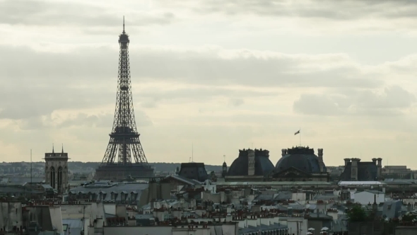 Clouds Over Paris And Eiffel Tower