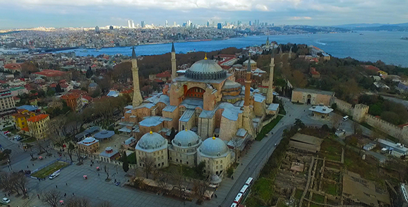 Aerial View of Hagia Sophia Mosque in Istanbul 2