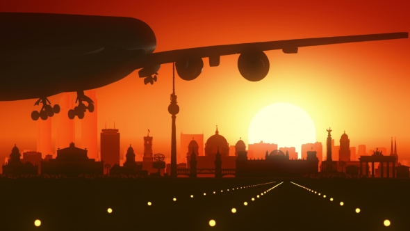 Berlin Germany Skyline Sunrise Landing 