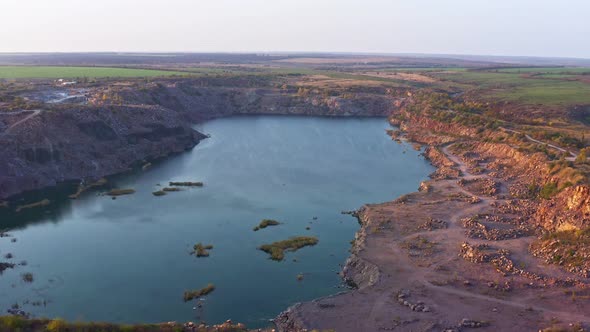 Old Flooded Stone Quarry Site of Natural Granite Stone Mining