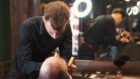 Adult Man with Beard in a Barber Shop