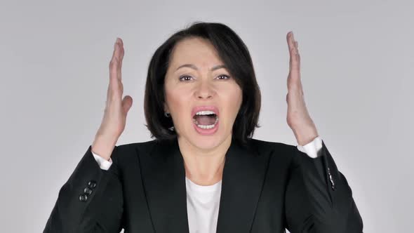 Portrait of Screaming Businesswoman Going Crazy