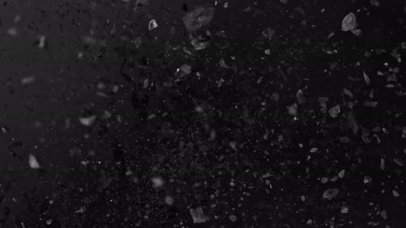 Super Slow Motion Shot of Coal Explosion Isolated On Black Background at 1000 Fps