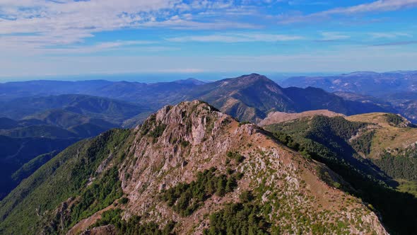 The summit of Rocca Siera northeast slope in France from the sky