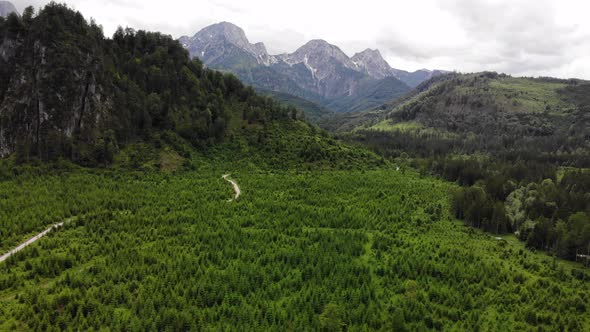 Beautiful Landscape with Mountains, forest and an Lake