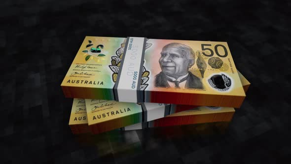 Australian Dollar money banknote pile packs