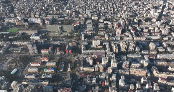 Tbilisi, Georgia - March 3 2022: Flying over Al. Kazbegi Avenue