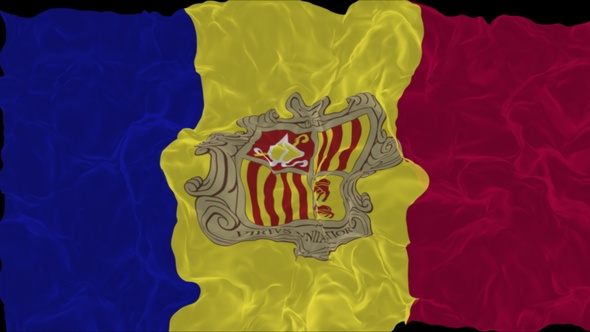 flag Andorra turns into smoke. State weakening concept a crisis, alpha channel