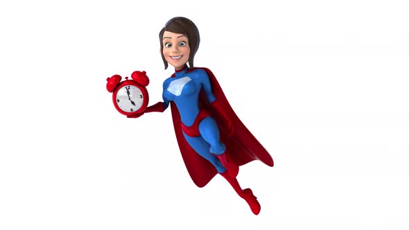 Fun 3D cartoon animation of a Super woman