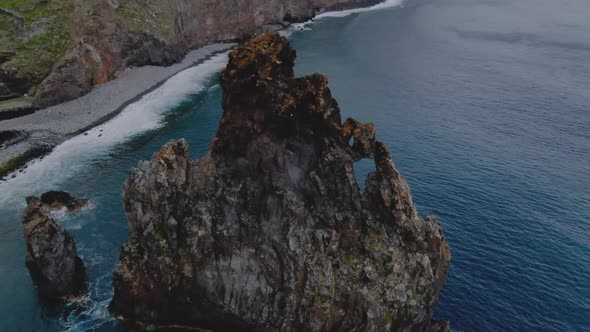 Aerial view of Ilheus da Rib in Madeira, Portugal.