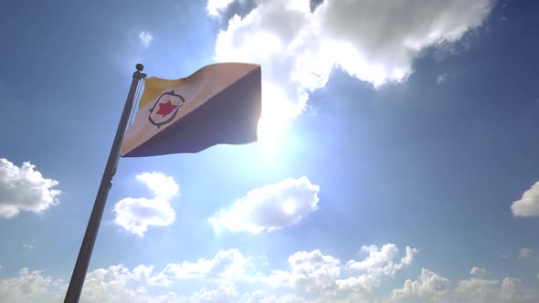 Bonaire Flag (Netherlands) on a Flagpole V4