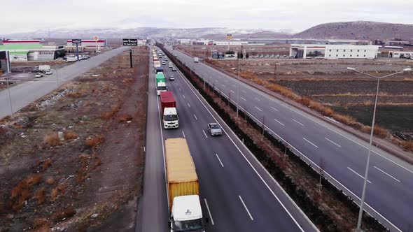 Crowded Truck Convoy