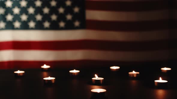 American Flag with Mourning Matches