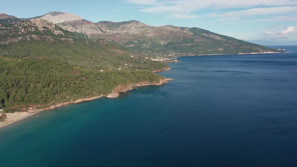 The rocky coastline of Thasos island