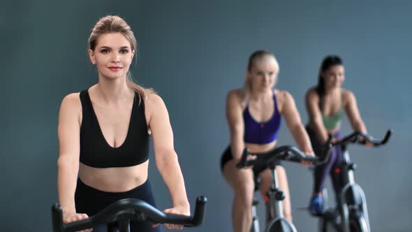 Group of Woman Having Positive Emotion at Cycling Class