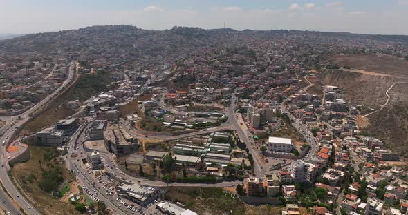 Aerial view of the Arab city of Um al Fahm in Northern Israel.