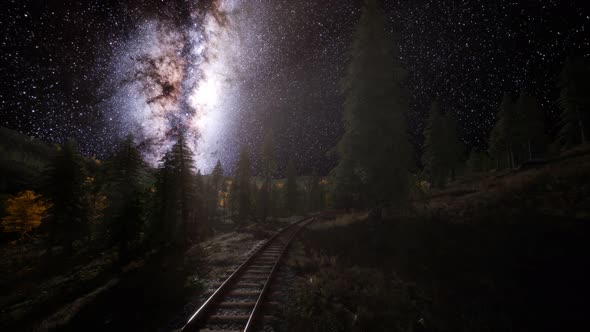 The Milky Way Above the Railway and Forest