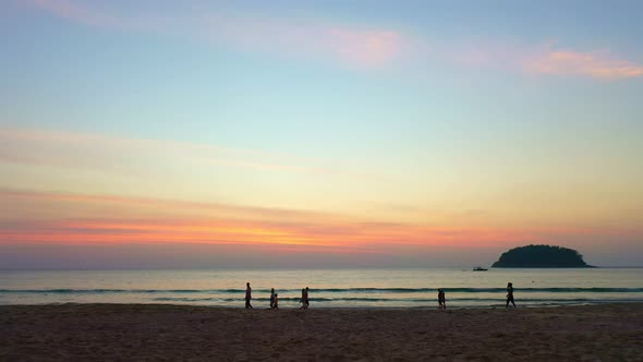 Aerial View Scenery Sky In Sunset Over Kata Beach.