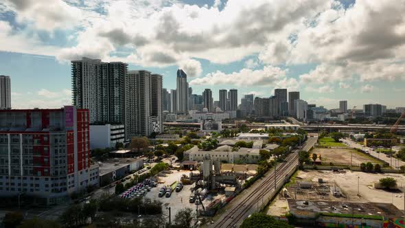 Downtown Miami Aerial View From South 4k 30fps