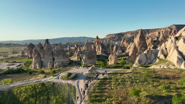 Horseback riding in Cappadocia aerial view 4 K