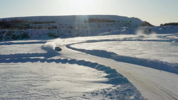 Ice Rally Racing in Winter