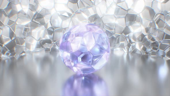 Crystal Clear Glass Gem Sphere Jewels Sparkle Shine Futuristic Room - 4K