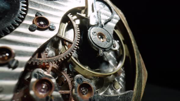 Macro Shot of the Internal Parts of Antique Pocket Watch