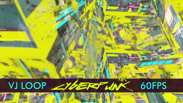 4k Cyberpunk Yellow Tunnel Vj Loop