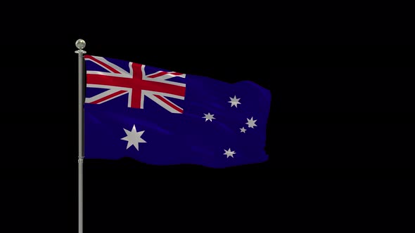 Australia  Looping Of The Waving Flag Pole With Alpha