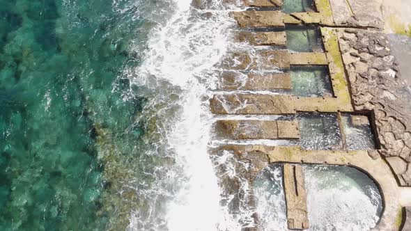 Bird's-eye view of the Baths of Sliema in Malta . 4k Drone