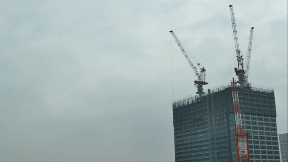 Time lapse construction crane site of building