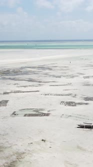 Tanzania  Vertical Video of the Ocean Near the Coast of Zanzibar Slow Motion