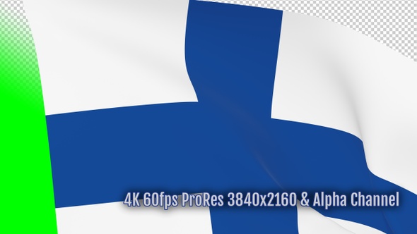 Finland waving flag transition with alpha channel