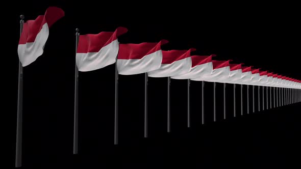 Row Of Indonesia Flags With Alpha 2K