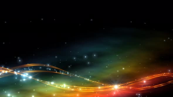 Golden Waves Over Colorful Sky Motion Loop Background