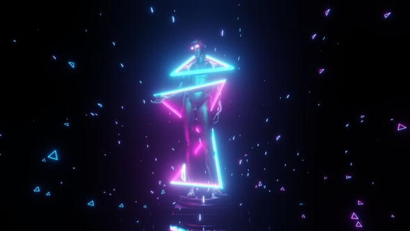 80s Retro Vaporwave Statue And Neon Light alt