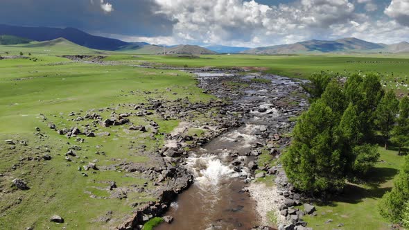 River of Central Asia in Unmanned Geography