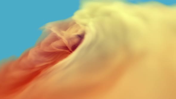 Organically pulsating twirl vortex of clouds in orange and blue and green. Background pattern loop f