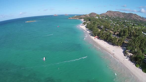 Aerial view of Kailua Beach, Oahu, Hawaii, USA