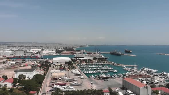 Large cruise liner moored at port in Antalya, Turkey. 