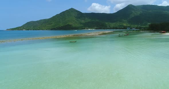 Aerial Exotic Island Beach Ocean Water Tide View