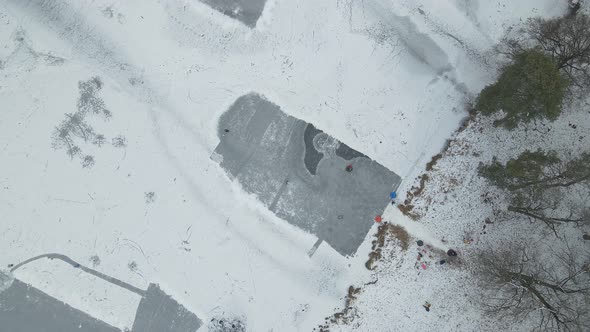 Children On Frozen Lake