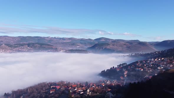 Fog Over The City Of Sarajevo Drone V2