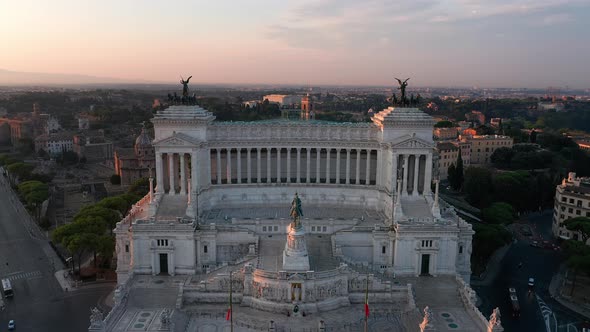 Aerial view of Vittoriano, famous landmark in Rome, Italy