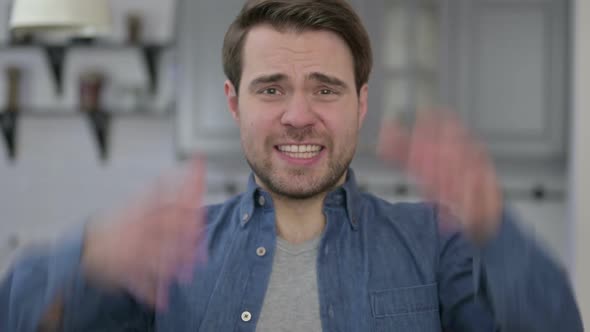 Portrait of Angry Beard Young Man Screaming so Loud